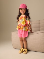 Pink Flowers Short Sleeve Top and Shorts Set (3mths-7yrs) - Image 4 of 8