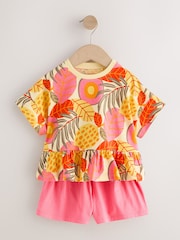 Pink Flowers Short Sleeve Top and Shorts Set (3mths-7yrs) - Image 5 of 8