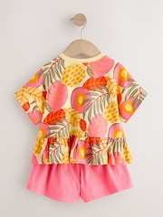 Pink Flowers Short Sleeve Top and Shorts Set (3mths-7yrs) - Image 6 of 8