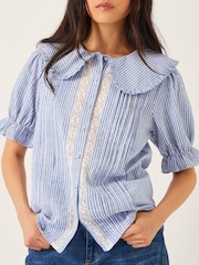 Monsoon Blue Winnie Lace Stripe Shirt - Image 1 of 5