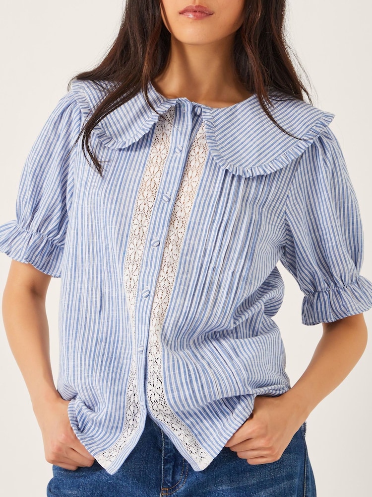 Monsoon Blue Winnie Lace Stripe Shirt - Image 1 of 5