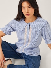 Monsoon Blue Winnie Lace Stripe Shirt - Image 2 of 5