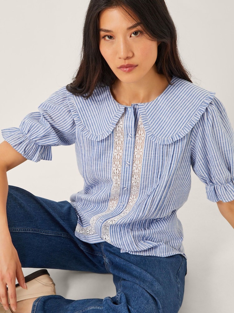 Monsoon Blue Winnie Lace Stripe Shirt - Image 2 of 5