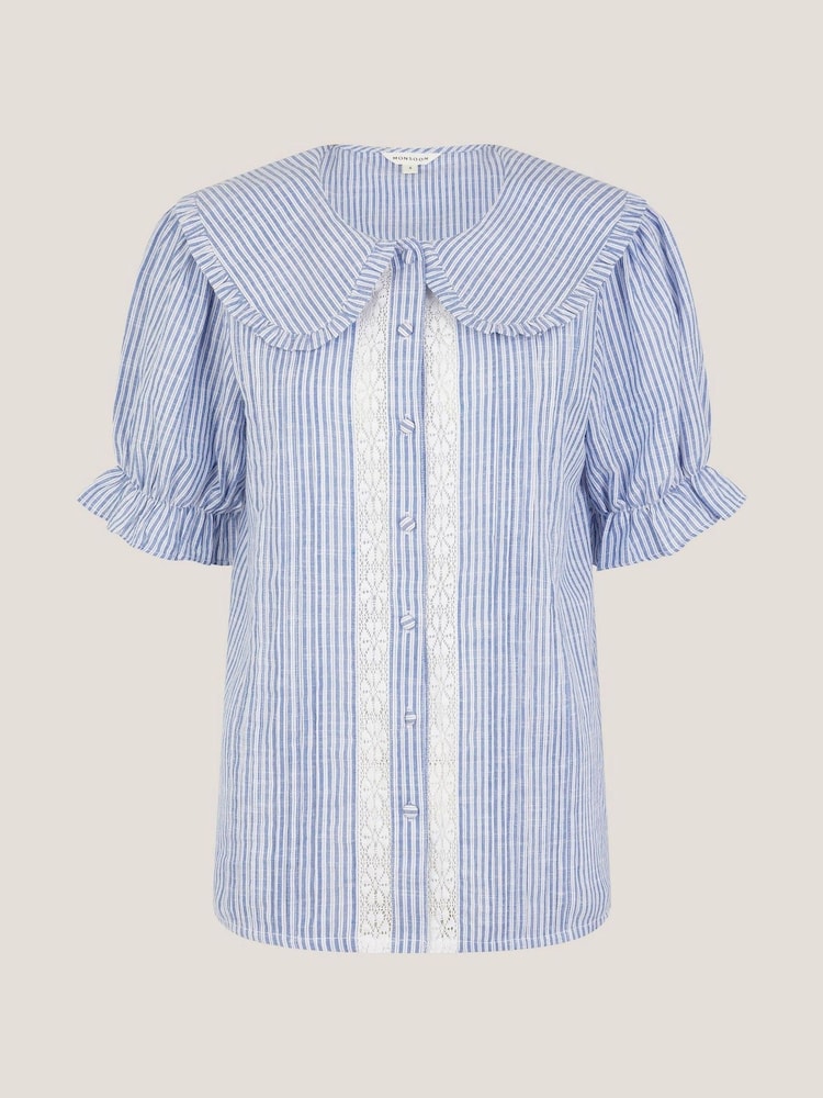 Monsoon Blue Winnie Lace Stripe Shirt - Image 5 of 5