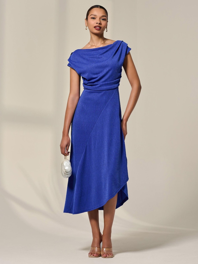 Azul - Jolie Moi Asymmmetric Draped Midi Dress - Imagem 1 de 6