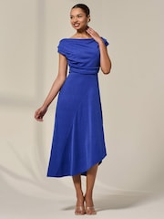 Azul - Jolie Moi Asymmmetric Draped Midi Dress - Imagem 2 de 6
