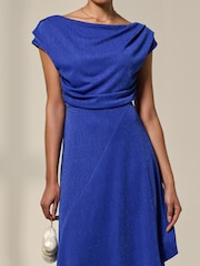 Azul - Jolie Moi Asymmmetric Draped Midi Dress - Imagem 3 de 6