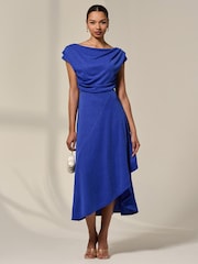 Azul - Jolie Moi Asymmmetric Draped Midi Dress - Imagem 5 de 6