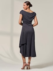 Cinza - Jolie Moi Asymmmetric Draped Midi Dress - Imagem 2 de 6