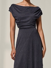 Cinza - Jolie Moi Asymmmetric Draped Midi Dress - Imagem 3 de 6