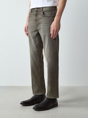 Grey Crosshatch Single Straight Fit Classic Stretch Jeans - Image 1 of 6