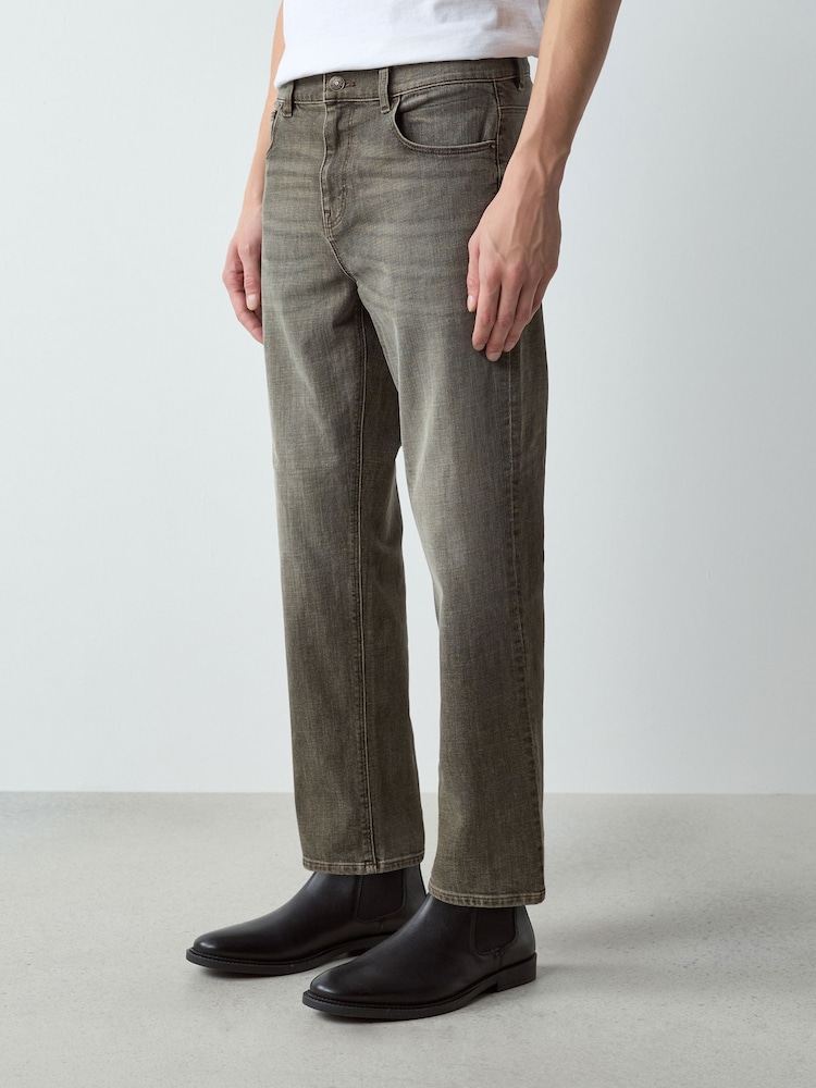 Grey Crosshatch Single Straight Fit Classic Stretch Jeans - Image 1 of 6