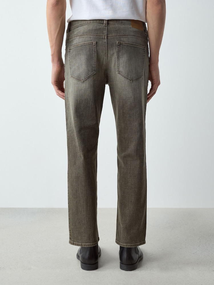 Grey Crosshatch Single Straight Fit Classic Stretch Jeans - Image 2 of 6
