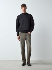 Grey Crosshatch Single Straight Fit Classic Stretch Jeans - Image 3 of 6