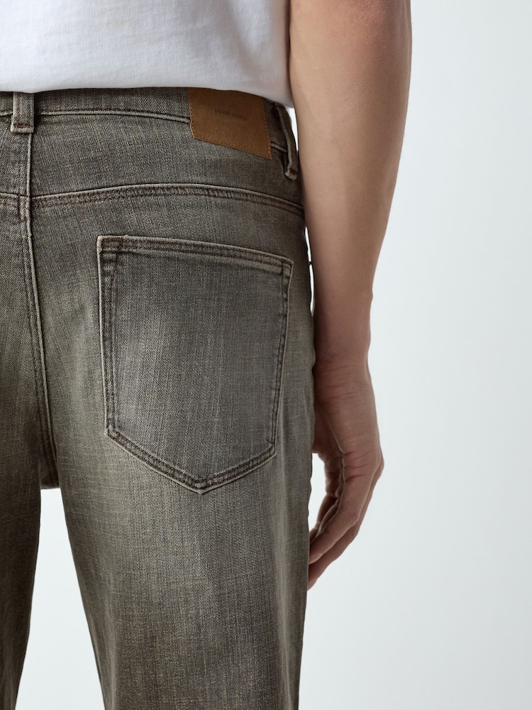 Grey Crosshatch Single Straight Fit Classic Stretch Jeans - Image 6 of 6