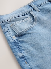 Light Blue Crosshatch Slim Fit Straight Fit Classic Stretch Jeans - Image 9 of 10