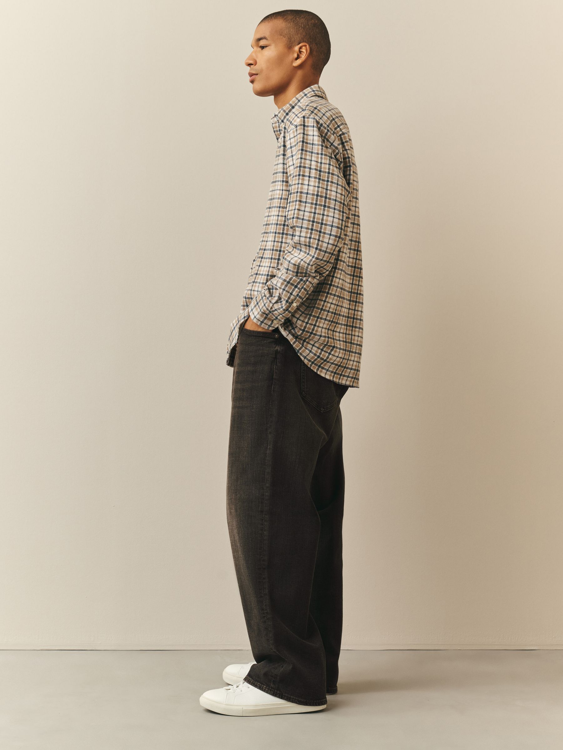 Buy Dark Brown Crosshatch Baggy Fit Jeans from Next USA