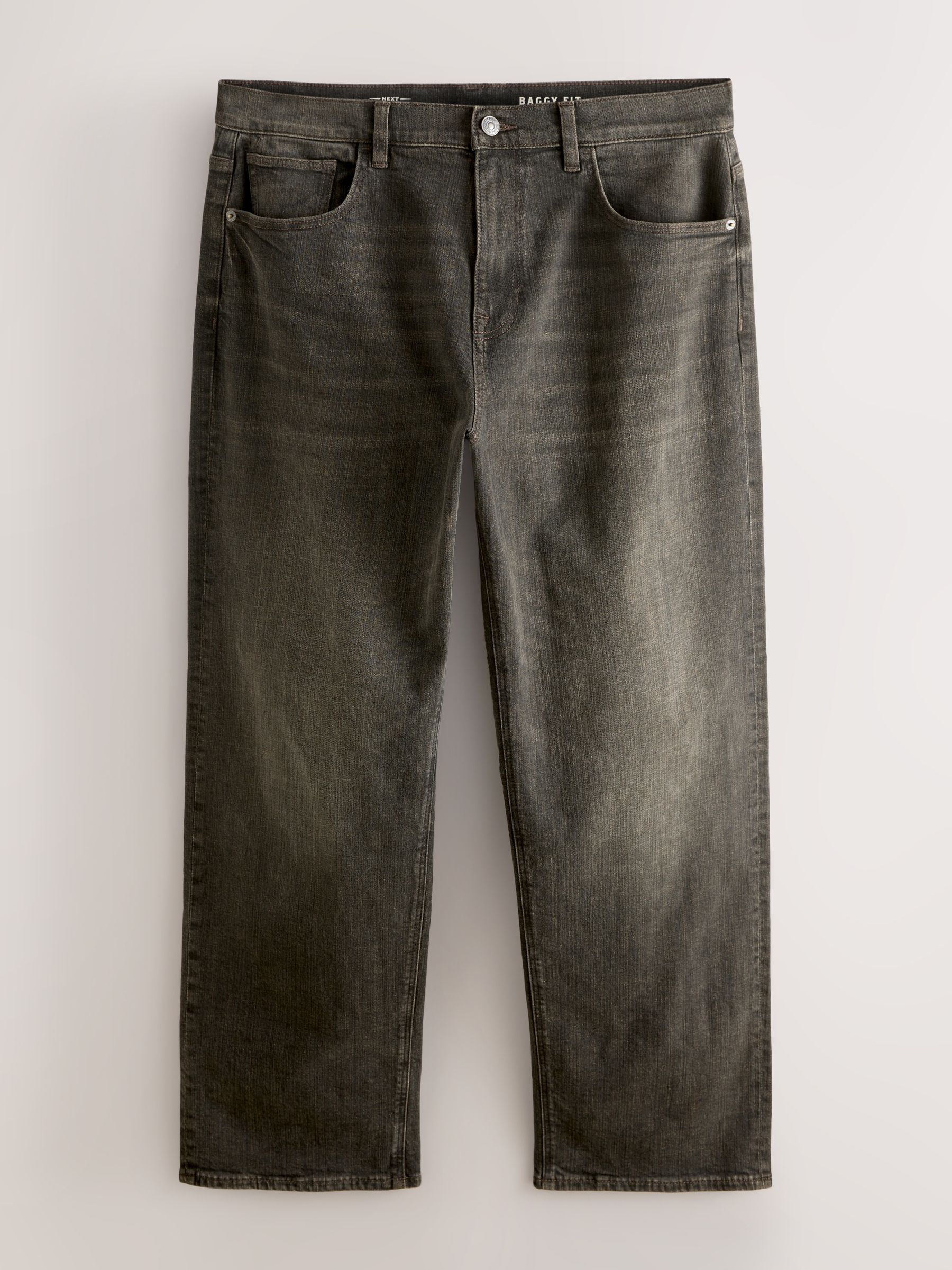 Buy Dark Brown Crosshatch Baggy Fit Jeans from Next USA
