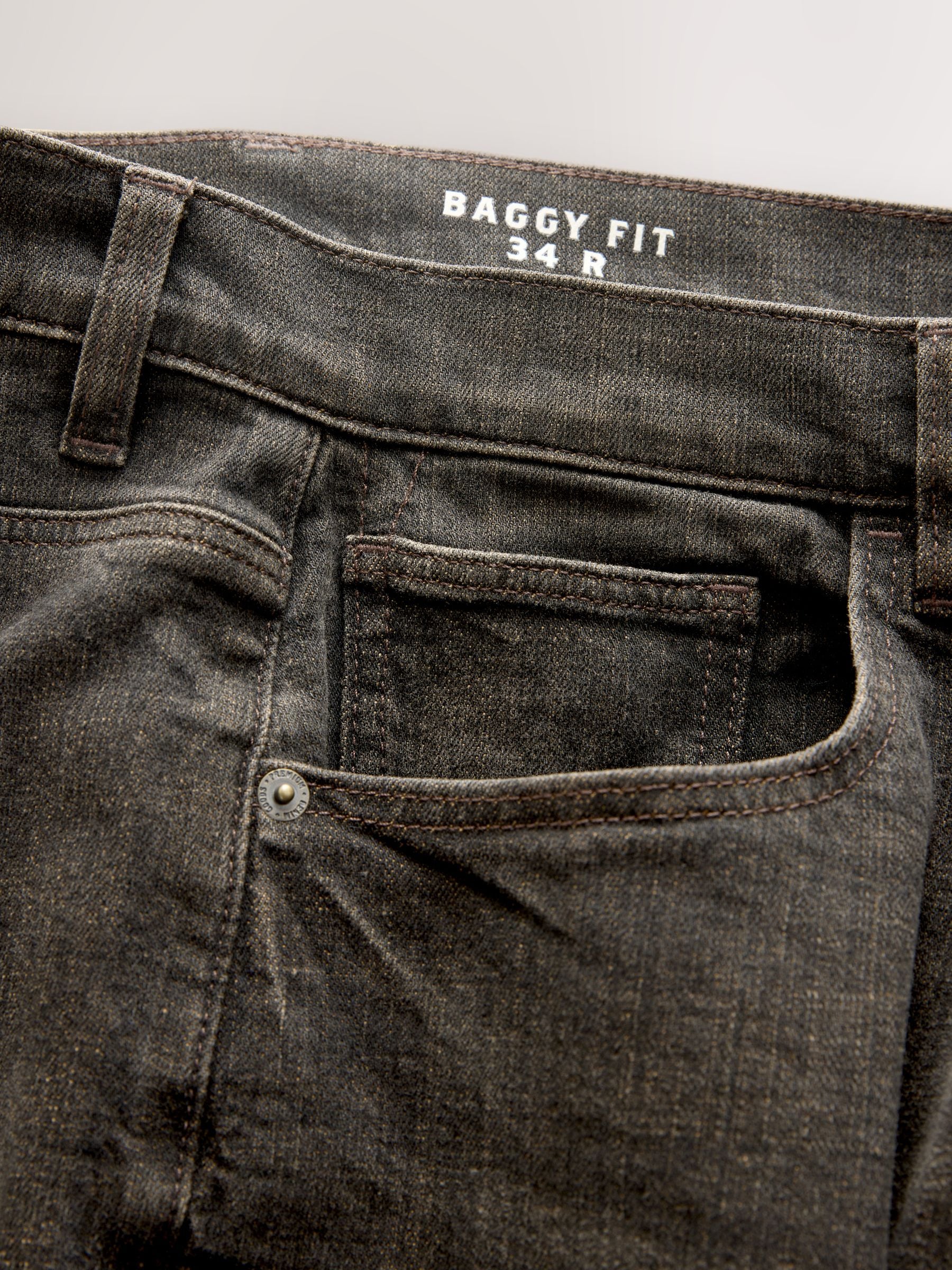 Buy Dark Brown Crosshatch Baggy Fit Jeans from Next USA