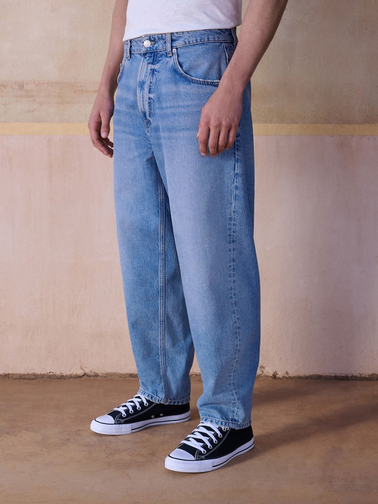 Light Blue Barrel Fit Jeans - Image 1 of 10