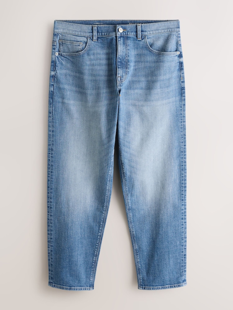 Light Blue Crosshatch Relaxed Tapered Fit Classic Stretch Jeans - Image 1 of 4 Light Blue Crosshatch Relaxed Tapered Fit Classic Stretch Jeans - Image 1 of 4