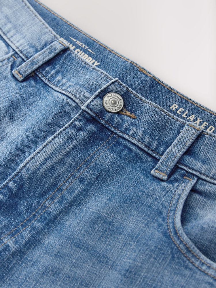 Light Blue Crosshatch Relaxed Tapered Fit Classic Stretch Jeans - Image 2 of 4 Light Blue Crosshatch Relaxed Tapered Fit Classic Stretch Jeans - Image 2 of 4