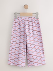 Purple Ditsy Floral Textured Wide Leg Trousers (3mths-7yrs) - Image 2 of 4