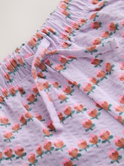 Purple Ditsy Floral Textured Wide Leg Trousers (3mths-7yrs) - Image 3 of 4
