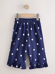 Navy Spot Wide Leg Frill Trousers (3mths-7yrs) - Image 1 of 4