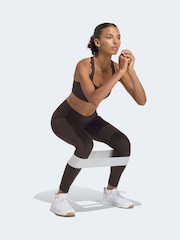 adidas Dark Brown 3 Stripe Studio Cross-Over Leggings - Image 3 of 6