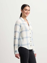 Hatley Natural Lila Button Down Turquoise Plaid Shirt - Image 1 of 5