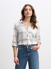 Hatley Natural Lila Button Down Turquoise Plaid Shirt - Image 4 of 5