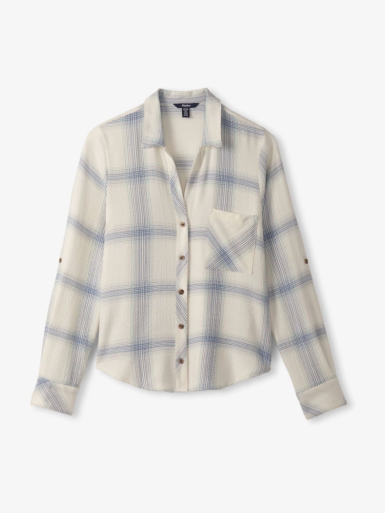 Hatley Natural Lila Button Down Turquoise Plaid Shirt - Image 5 of 5