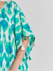 Simply Be Blue Beach To Beach Tassel Trim Kaftan - Image 3 of 4