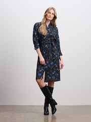 Hatley Emma Black Midi Shirt Dress - Winding Floral - Image 1 of 3