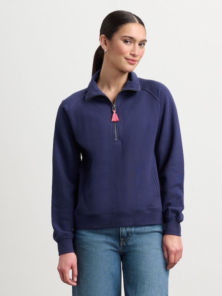 Hatley Mock Neck Pullover Patriot Blue Sweatshirt - Image 1 of 5 Hatley Mock Neck Pullover Patriot Blue Sweatshirt - Image 1 of 5