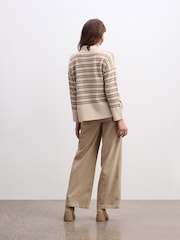 Hatley Natural Double Stripe Camel Mock Neck Jumper - Image 3 of 5