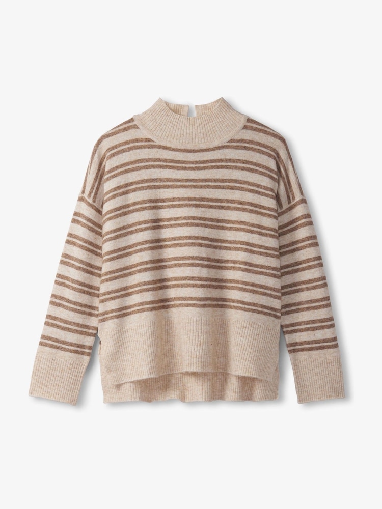 Hatley Natural Double Stripe Camel Mock Neck Jumper - Image 5 of 5 Hatley Natural Double Stripe Camel Mock Neck Jumper - Image 5 of 5