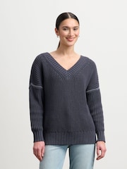 Hatley V-Neck Slouchy Jumper - Faded Grey - Image 1 of 3
