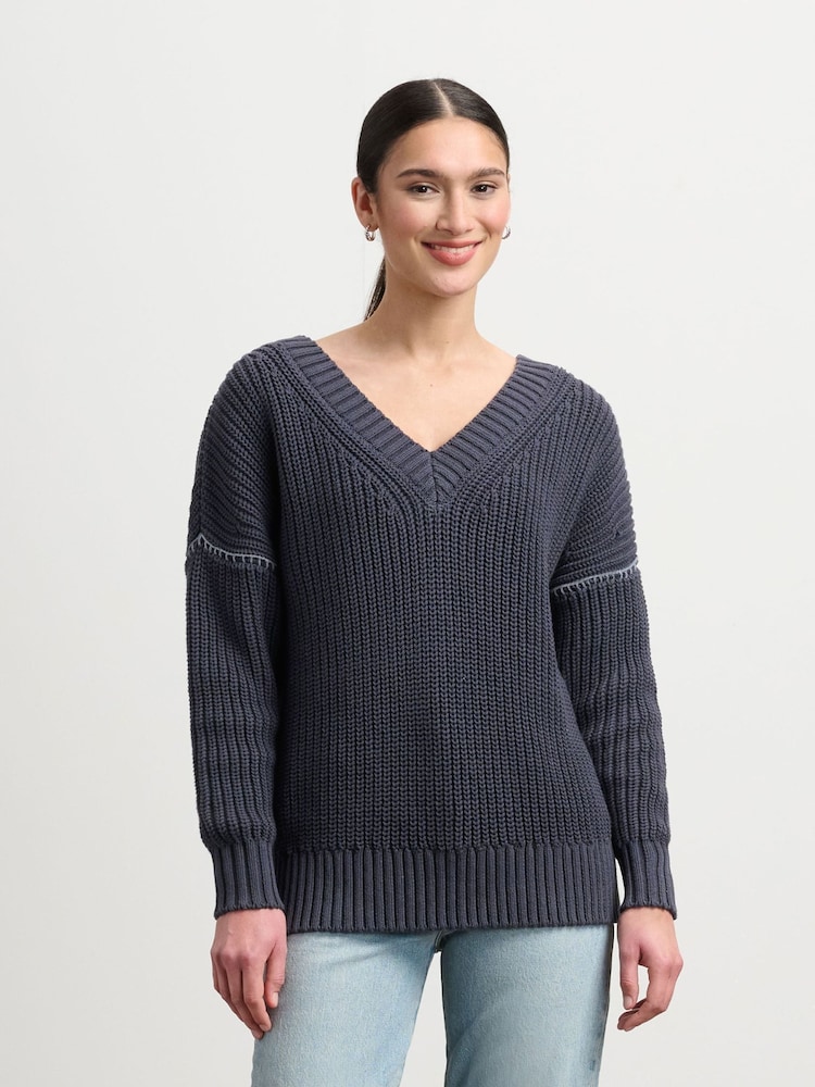 Hatley V-Neck Slouchy Jumper - Faded Grey - Image 1 of 3