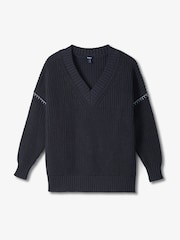 Hatley V-Neck Slouchy Jumper - Faded Grey - Image 2 of 3