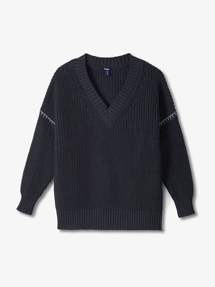 Hatley V-Neck Slouchy Jumper - Faded Grey - Image 2 of 3