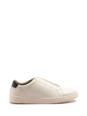 Off The Hook White Evers Leather Slip On Sneakers with Elastic Lacing - Image 1 of 6