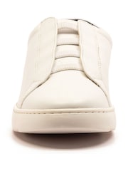 Off The Hook White Evers Leather Slip On Sneakers with Elastic Lacing - Image 4 of 6