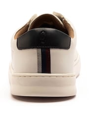 Off The Hook White Evers Leather Slip On Sneakers with Elastic Lacing - Image 5 of 6