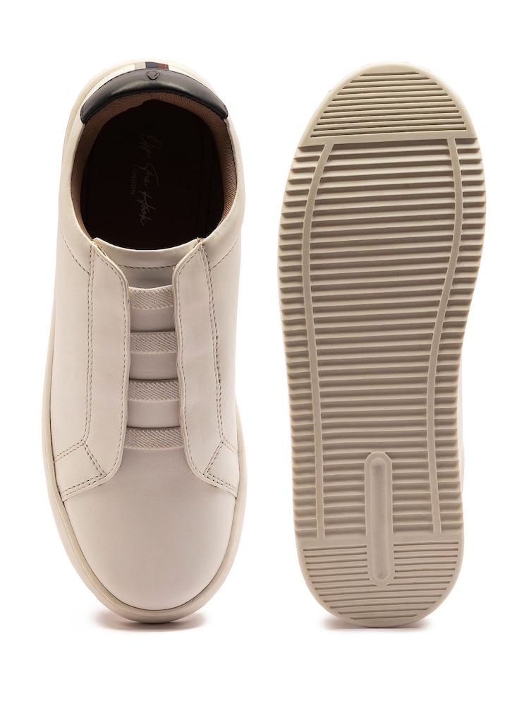 Off The Hook White Evers Leather Slip On Sneakers with Elastic Lacing - Image 6 of 6