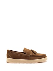 Off The Hook Brown Lomas Suede Leather Tassel Loafer Shoes - Image 1 of 6
