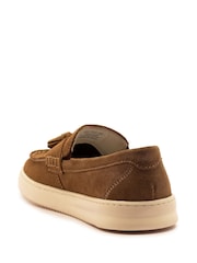 Off The Hook Brown Lomas Suede Leather Tassel Loafer Shoes - Image 3 of 6