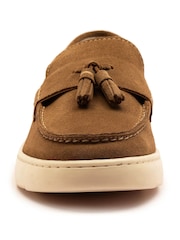 Off The Hook Brown Lomas Suede Leather Tassel Loafer Shoes - Image 4 of 6