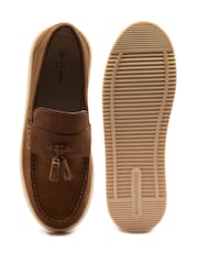 Off The Hook Brown Lomas Suede Leather Tassel Loafer Shoes - Image 6 of 6